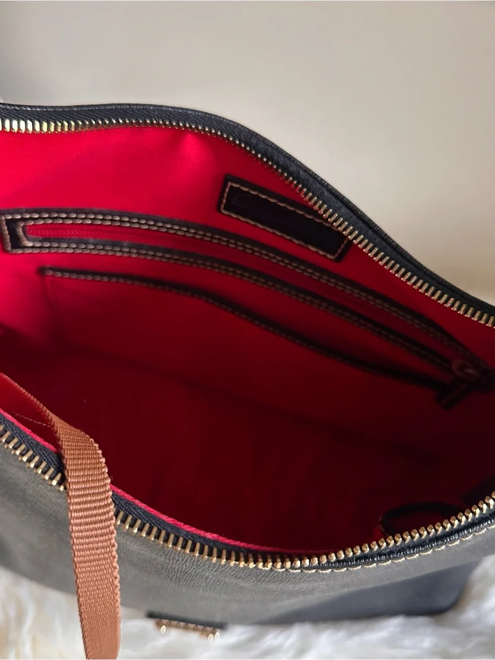 Dooney & Bourke Black Saffiano Leather Shoulder Hobo with Gold Accent - Picture 11 of 13